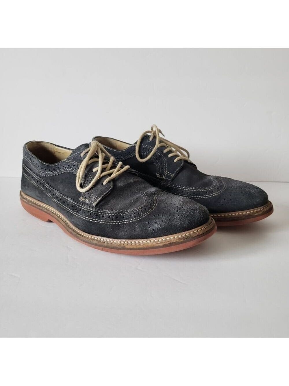 1901 Gray Suede Oxford Wingtip Shoes Size 9 - Picture 9 of 9